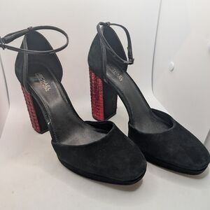 Michael Kors RESORT SAMPLE Black SUEDE with Ruby Red Heels